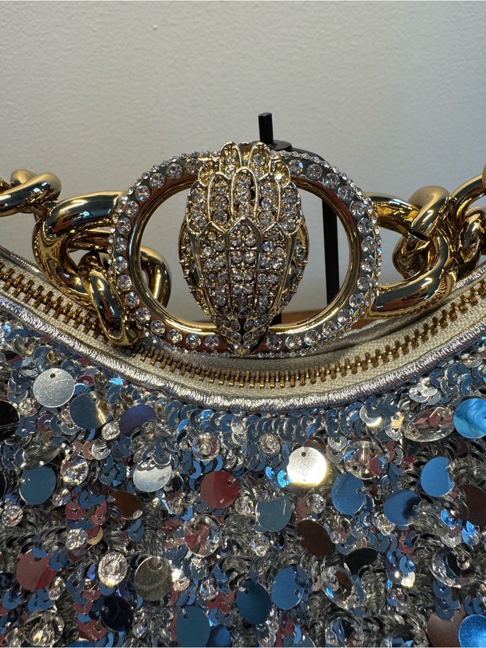 NWT Kurt Geiger Small Chelsea Sequin Chain Shoulder Bag - Picture 3 of 14